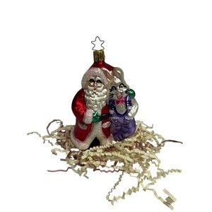 Inge-Glas Of Germany Santa & Easter Bunny Ornament Believing In Each Other 4.5”